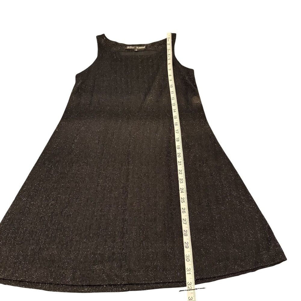 Vintage Betsey Johnson Womens Y2k 90s Black Glitter Sleeveless Mini Dress Size S - Picture 6 of 7